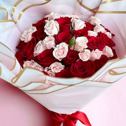 25 PINK AND RED ROSES