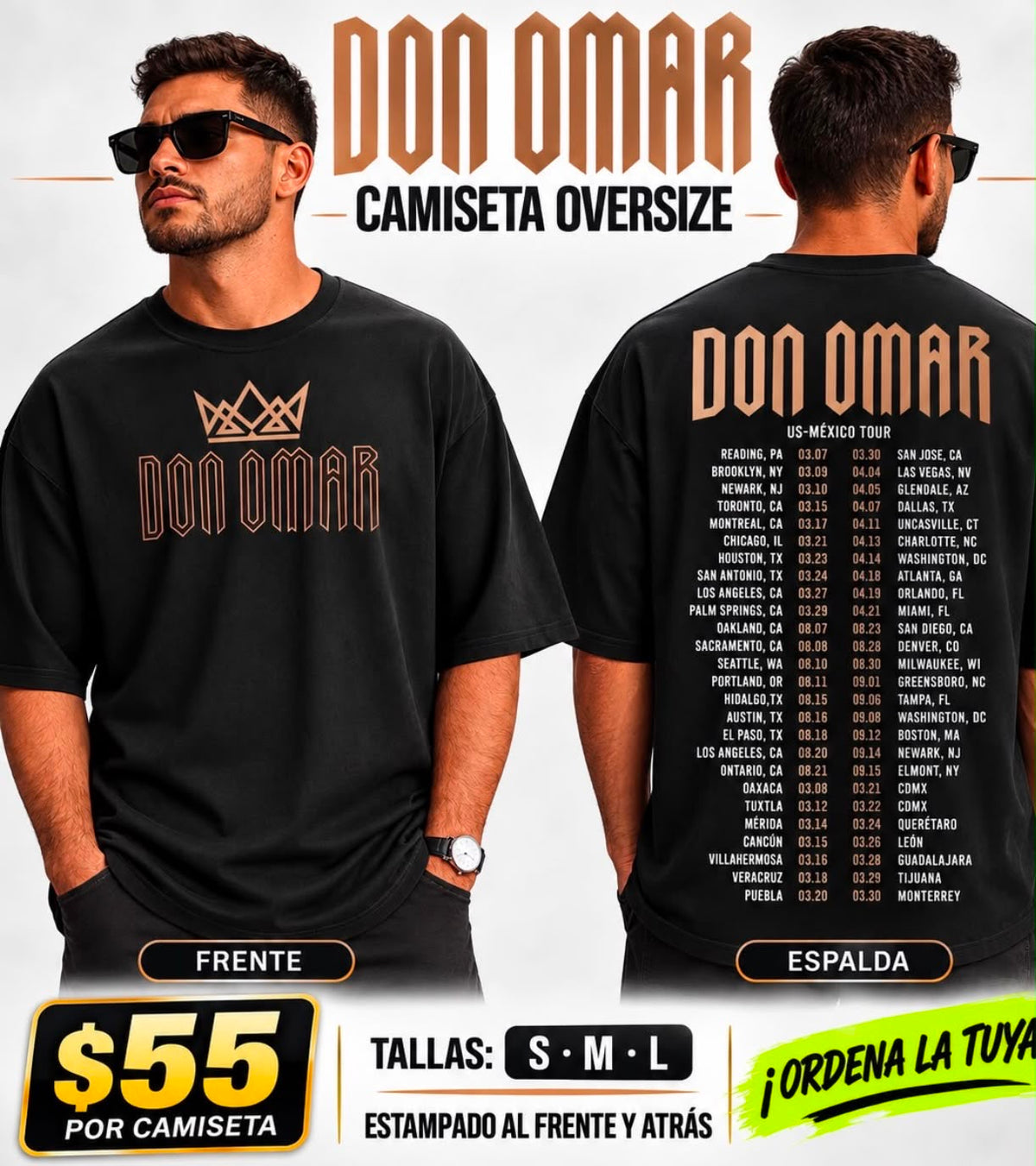 Don Omar tshirt oversize Black full