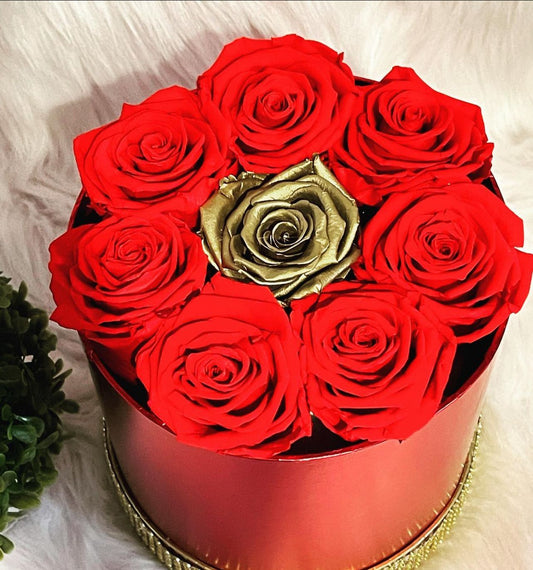 8 RED AND GOLD ROSES