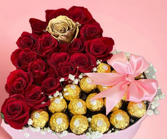 18 ROSES AND FERRERO MEDIUM HEART