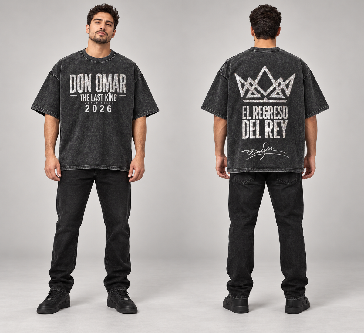 Tshirt Don Omar oversize Plata