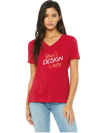 Ladies' Relaxed Jersey V-Neck T-Shirt BELLAS + CANVAS