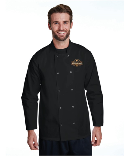 Unisex Studded Front Long-Sleeve Chef's Coat