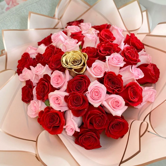 SUBLIME PINK AND RED ROSES BOUQUET